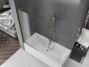 Mexen Velar L, 2-krídlová posuvná vaňová zástena 70 x 150 cm, 8mm sklo námraza, zlatá matná, 896-070-003-31-55