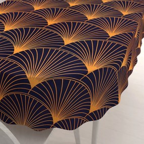 Biante Bavlnený oválny obrus Sandra SA-504 Oranžové vejáre na tmavo modrom 50x100 cm