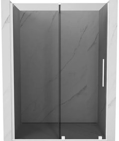 Mexen Velar, posuvné sprchové dvere do otvoru 150 cm, 8mm šedé sklo, biela matná, 871-150-000-41-20
