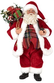 Červená vianočná dekorácia Santa s darčekmi - 16*10*27 cm
