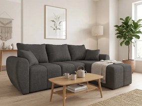 Rozkladacia obojstranná sedacia súprava do L SEVIO 246x145 cm, tmavo sivá + 2 vankúšiky ZDARMA
