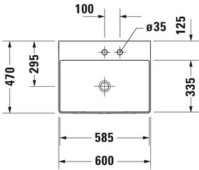 Duravit DuraSquare - Umývadlo do nábytku 600x470 mm, bez prepadu, biela 2353600041