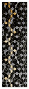 Koberec, Behúň GLOSS 400B 86, glamour, art deco, 3D geometrický  čierno / zlatý