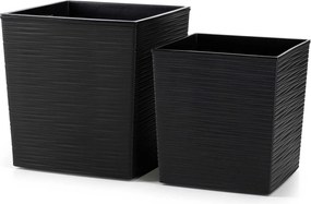 PLASTOVÝ KVETINÁČ FLORE RIFLO SADA 2KS 30X30 CM+25X25 CM ČIERNA