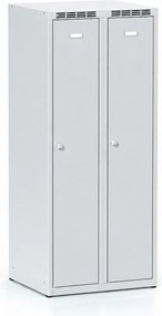 Kovová šatníková skrinka S7, 2-dverová, 1500 x 600 x 500 mm, demont, otočný zámok, sivé dvere