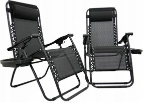 CH Záhradné skladacie relaxačné kreslo s vankúšom Zero IV - sivá