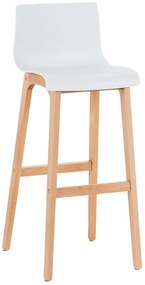 Barová stolička Hoover ~ plast, drevené nohy natur - Biela