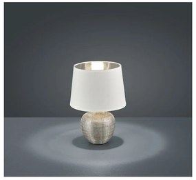 Biela stolová lampa z keramiky a tkaniny Trio Luxor, výška 26 cm