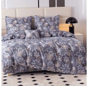 Sada 2ks obliečok z mikrovlákna SNOWFLAKE modrosivé + plachta Jersey 180x200cm biela, dvojlôžko