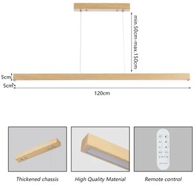 Brilagi -LED Stmievateľný luster na lanku OAK SMART LED/30W/230V Wi-Fi Tuya dub+diaľkový ovládač