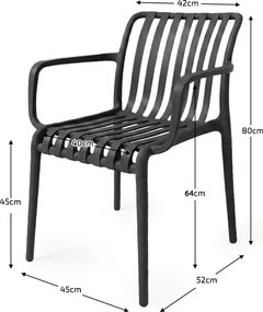 Záhradný set TREGO ISLAND - 2 stoličky s opierkami a okrúhly stôl ø 60 cm, antracitová