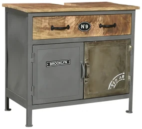 furniture-nabytek.cz - Masívna umývadlová skrinka Pinetown z mangového dreva a kovu, lakovaná, viacfarebná – 71×35×63 cm