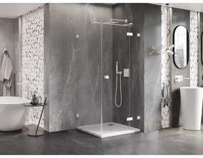 Mexen Lunar T, výklopný sprchový kút pravý 110 x 110 cm, 8mm číre sklo, biely profil, 834T-110-110-20-00-P