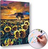 Maľovanie podľa čísel SLNEČNICOVÁ LÚKA –  stredná náročnosť