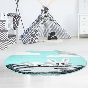 Dekorstudio Okrúhly detský koberec BEAUTY Mentolový s loďou Priemer koberca: 120cm