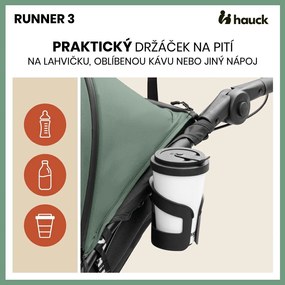 Hauck Kočík športový Runner 3 s ručnou brzdou Jungle Green 2024