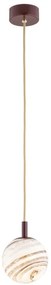 Argon 8452 - Luster na lanku ALMIROS 1xE14/7W/230V pr. 12 cm alabaster hnedá/zlatá