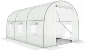 Záhradný fóliovník 3x2x2 m, viacsezónny, kovový rám, biela fólia, 2 vchody