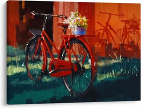 Obraz červeného kolesa, akrylová maľba (70x50 cm)