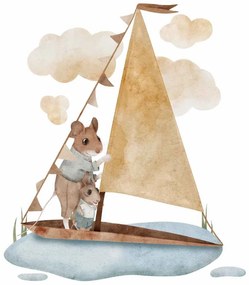 Gario Detská nálepka na stenu Magical animals - myšky na loďke Rozmery: 110 x 96 cm