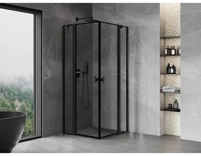 Mexen, Mexen Mist Duo výklopný sprchový kút 115 x 115 cm, čierny rám - 8A4-115L-115P-70-70