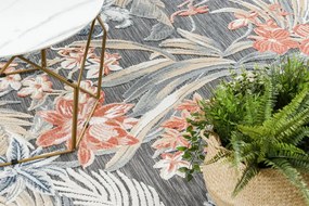 Dywany Łuszczów, Kusový koberec Botanic 65262 flowers black – na von aj na doma, 137x190, viacfarebná, chodba / predsieň