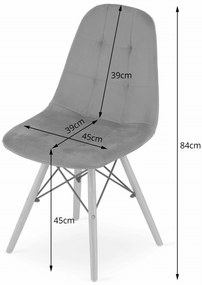 AKCIA Sivá zamatová jedálenská stolička DUMO II. akosť