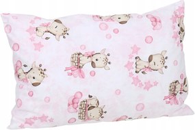 Detské bavlnené obliečky do postieľky 120x90 cm BABYMAM PREMIUM - Žirafa - ružové