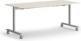 Mobilný stôl MATCH, 180x80 cm, sivá podnož, breza