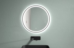 Cerano Vito, LED kúpeľňové zrkadlo, kovový rám, Ø 60 cm, čierna matná, CER-CER-NT8232G60