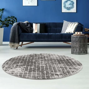 Dekorstudio Moderný okrúhly koberec NOA - vzor 9328 sivý Priemer koberca: 160cm