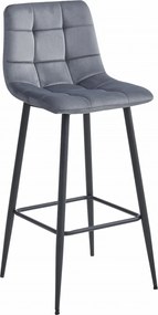 Barová stolička s čiernymi nohami ARCETO VELVET, tmavosivá