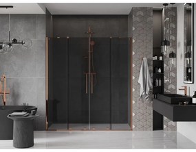 Mexen Velar Duo, posuvné sprchové dvere do otvoru 180 cm, 8mm šedé sklo, ružové zlato, 871-180-000-42-60