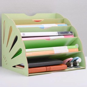 DIY kancelársky zásobník na dokumenty, organizér na dokumenty A4 5 priehradiek zelený 2402