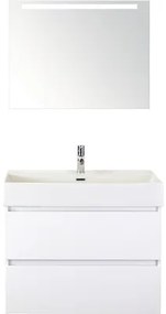 Kúpeľňový nábytkový set Maxx XL 80 cm s keramickým umývadlom a zrkadlom s LED osvetlením biela vysoko lesklá