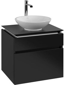 VILLEROY &amp; BOCH Legato závesná skrinka pod umývadlo na dosku (umývadlo v strede), 2 zásuvky, 600 x 500 x 550 mm, Black Matt Lacquer, B56800PD