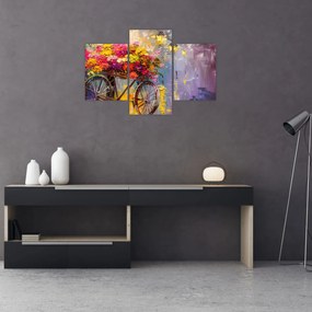 Obraz - Bicykel s kvetmi (90x60 cm)