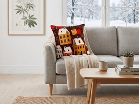 Mikroplyšová obliečka na vankúšik SNOWY VILLAGE 45x45 cm, farebný