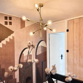 Art Deco závesné svietidlo mosadz 6-žiarovkové - Sydney