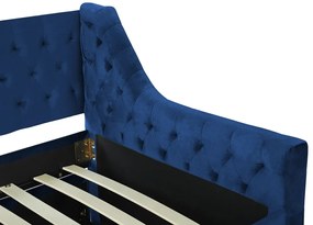Rozkladacia zamatová posteľ 90 x 200 cm modrá MONTARGIS Beliani