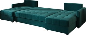 AKCIA Rozkladacia sedacia súprava do U VENORIA 285x146 cm, petrolejová + 2 vankúšiky ZDARMA II. akosť