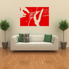Veselá Stena Samolepka Hra na gitaru Farba: červená, Veľkosť: 60 x 40 cm