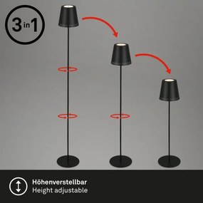 Briloner 1438015 - LED stmievateľná stojaca lampa KIKI 4,3W/5V IP44 2600 mAh čierna