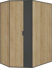 Rohová šatníková skriňa Nano, dub/grafit