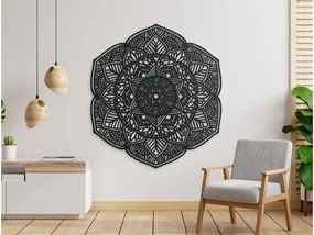 drevko Drevená mandala na stenu Kvety Rozmer obrazu: 125 x 112,5 cm, Farba dekorácie: Čierna