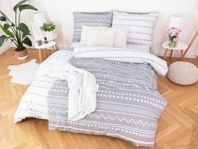MKLozkoviny.sk Bavlnené obliečky na 2 postele – Mia sivobiela 140×200/70×90 cm