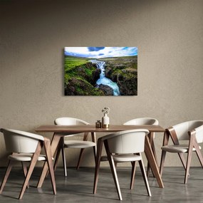 Obraz vodopádu medzi skalami (90x60 cm)