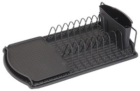 Kuchinox Torino, odkvapkávač na taniere a príbory 47,5x26,5x11 cm na postavenie, čierna matná, LAV-EKC_701A