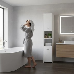 Vysoká skrinka do kúpeľne SILKE, 180x30x30cm, biela Casaria