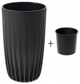 Kvetináč STRIPPED ECO IV 30 cm čierny